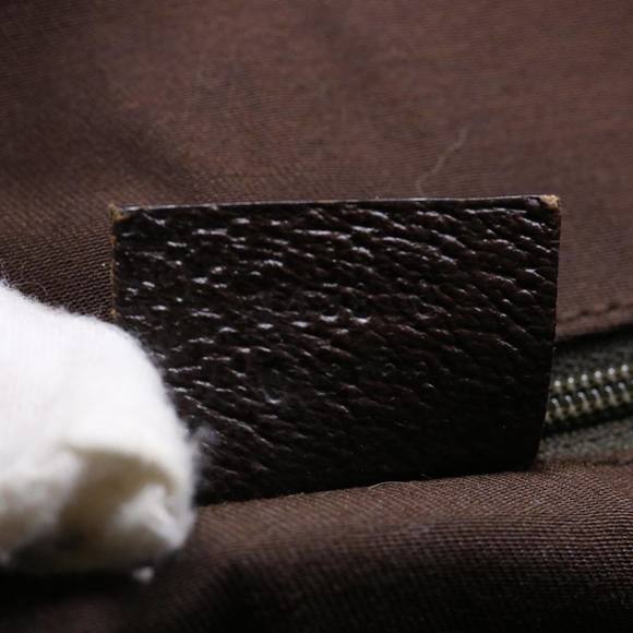 GUCCI GG Canvas Web Sherry Line Hand Bag Canvas Leather Beige Green Auth 53681 - Picture 12 of 16